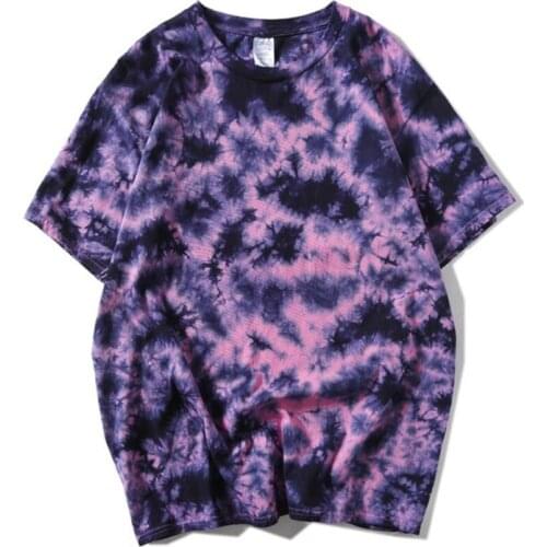 New Tie Dye Shirts for Women Unisex Loose Hip Hop T-shirt Fashion Summer Mens Round Neck Tshirts 100% Cotton Oversize Tees Tops