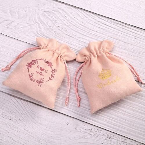 50 Flannel Jewellry Gift Bag Custom Personalized Logo Jewelry Packaging Chic Drawstring Pouches For Wedding Party Decoration