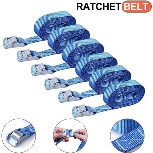 6pcs 3 Metre Buckle Tie-Down Belt Cargo Straps for Car Motorcycle Bike Tow Rope 250LBS Strong Ratchet Belt for Luggage Bag