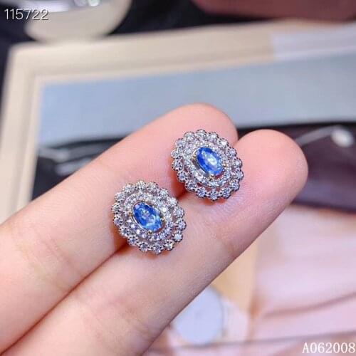 KJJEAXCMY fine jewelry 925 sterling silver inlaid natural blue topaz ear studs lovely ladies earrings support testing