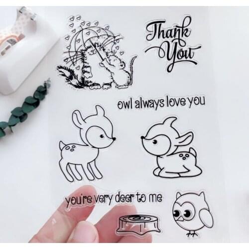 Cute Deer Clear Stamps Scrapbooking Rubber Stamp Handmade DIY Decoration Craft Supplies Stamps for Card Making Silicone Stamp