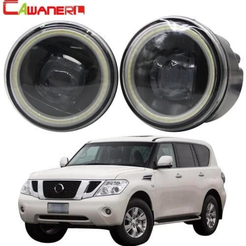 Cawanerl For Nissan Patrol 3 III Y62 Car H11 LED Fog Light Angel Eye DRL Daytime Running Light 12V 2010 2011 2012 2013 2014 2015