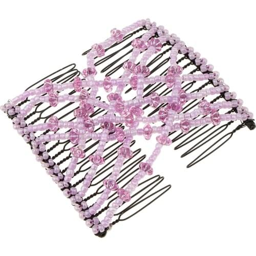 Magic Stretchy Double Clips Hair Slide Comb Ladies Party Wedding Cosplay
