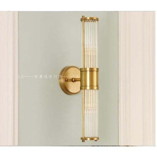 All copper luxury villa living room background wall bathroom mirror wall lamp bedroom bedside retro American model room wall lam