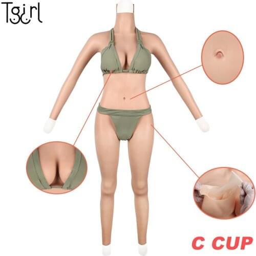Female Silicone Body Suits C Cup Fullbody Long Length Pants Transgender Drag Queen Breast Forms