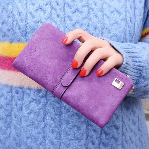 2020 Nubuck Leather Womens Wallet Solid Color Drawstring Zipper Long Wallet Luxury Brand Wallet Designer Card Holder Clutch