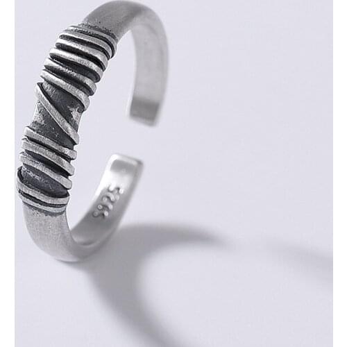 925 Sterling Silver Rings for Women Retro Personality Weave Fashion Silver Ring 925 Adjustable Simplicity Versatile 925 Ring