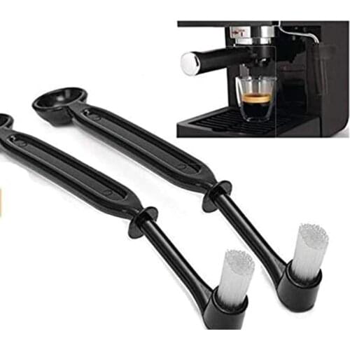 2PCS Plastic Coffee Machine Brush Cleaner Nylon Espresso Machine Brush Coffee Grinder Cleaning Tool with Spoon