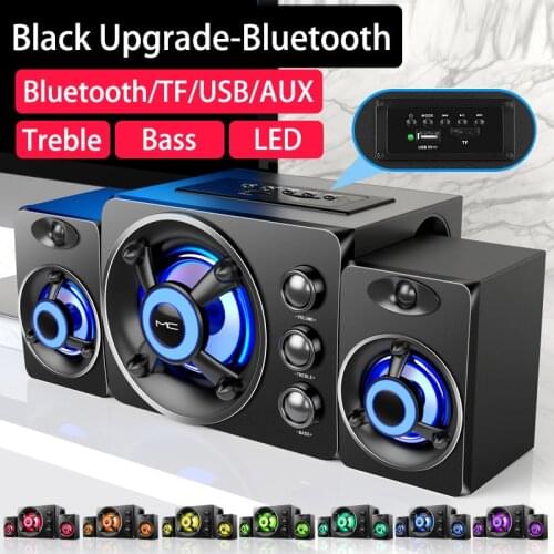 2021 LED Computer Combination Speakers AUX USB Wired Wireless Bluetooth Audio System Home Theater Surround SoundBar For PC TV