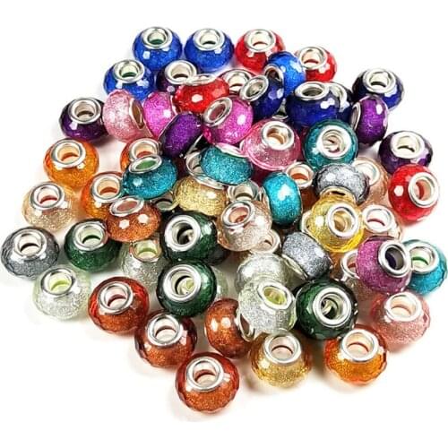 30Pcs Resin Color Powder Large Bore Beads DIY Craft Supplies Sewing Garment Beads Bracelets Jewelry Decor Bead Chain Materials