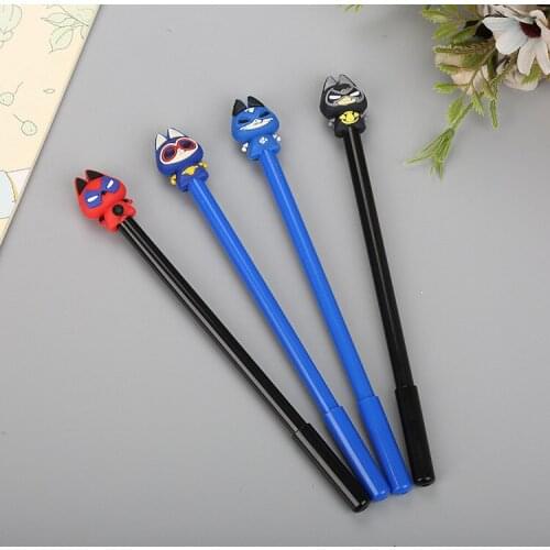 40 pcs Cartoon Silicone Head Cat Neutral Pen Cute Learn Stationery Cat Pet Chivalrous Creative Personality Office Signature Pen