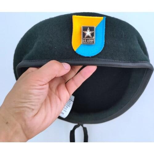 United States US Army 8th Special Forces Group Wool Blackish Green Beret SPECIAL FORCES US ARMY NSIGNIA Military Hat 1963~1972