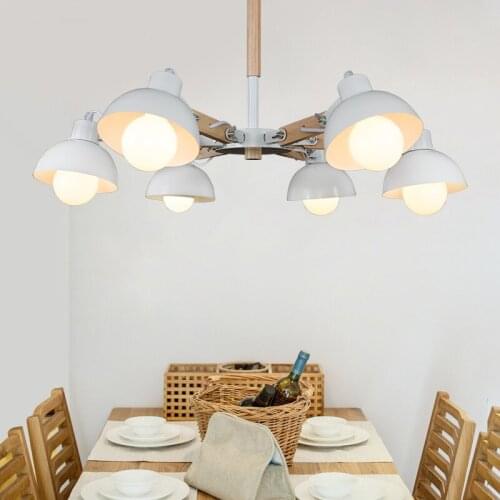 LED black iron creative wood Pendant Lights bedroom Lamp Retro modern minimalist American Scandinavian Pendant lamps ZA MZ105