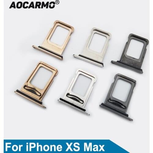 Aocarmo For iPhone XS Max Single Double Sim Card Micro Holder Dual Sim Card Tray Slot Replacement Part