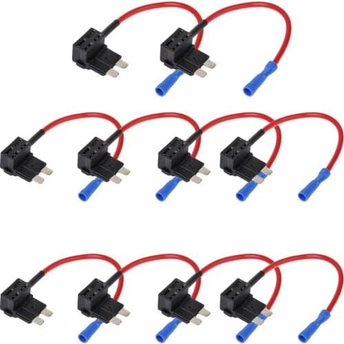 EE support 10Pcs 12/24V Standard Add A Circuit Fuse Tap Piggy Back Blade Holder Car Truck Auto