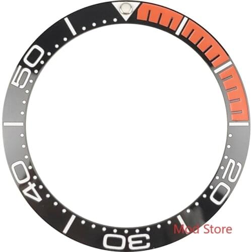 HQ 38mm Black/Blue 1/4 Orange And Blue 1/4 Red Ceramic Bezel Insert Green Luminous Pip Fit Sea Master SKX007/009 Diver Watch