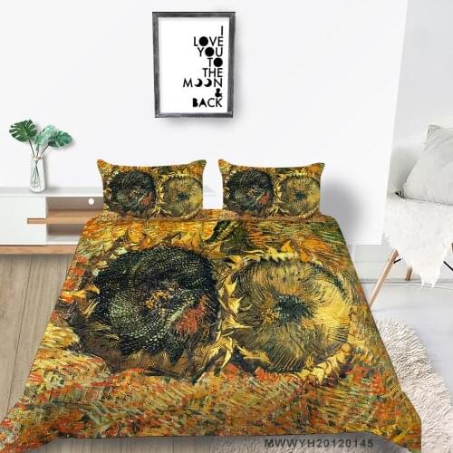 Sunflowers Bedding Set Single Artistic Oil Painting Duvet Cover Set Queen King Twin Full Double Fashion Bed Set Hot Sale