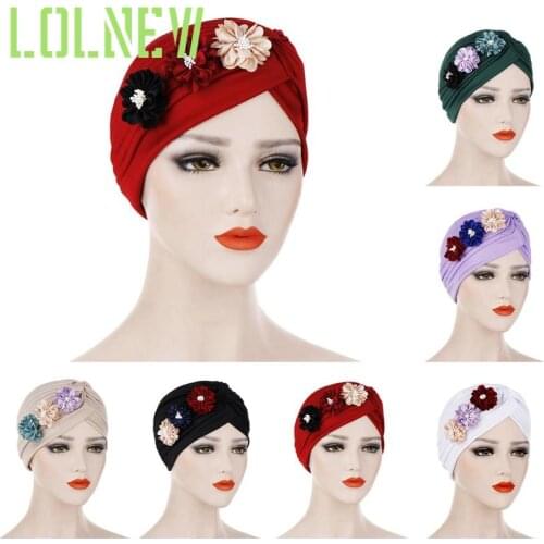 Fashion Flower Muslim Turban Crinkle Inner Hijab Caps Indian Hat Solid Cotton Islamic Wrap Underscarf Cap Hijab Bonnet for Women