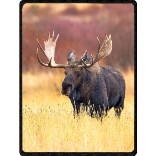 Soft Warm Flannel Fleece Blankets North American Moose Print Travel Sofa Bed Throw Blanket Custom Adult Fluffy Cobertor
