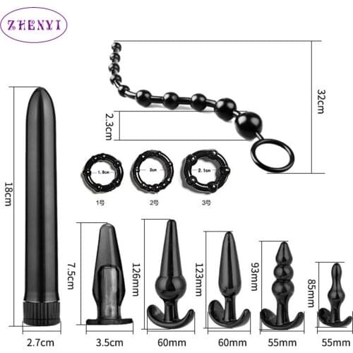 A Set of 10 Pcs Vibrator Butt Anal Plug Set Vibration Sensuality Vibrating Butt Beads Kit Sexual prostate massager Sex Toys For