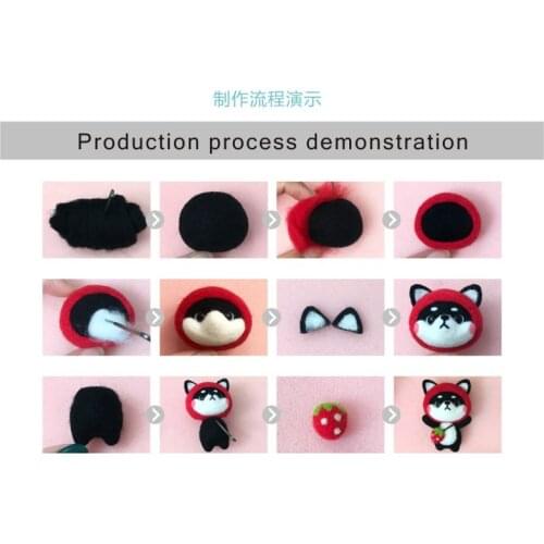 Strawberry Doll Wool Felt Craft DIY Non Finished Poked Set Handcraft Kit For Needle Material Bag Pack E56C