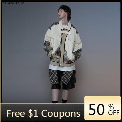 2021 Spring Autumn New Yokosuka Embroidery Print Workwear Jacket Fried Street Hip Hop Chinese Style Casual Denim Jacket Trend