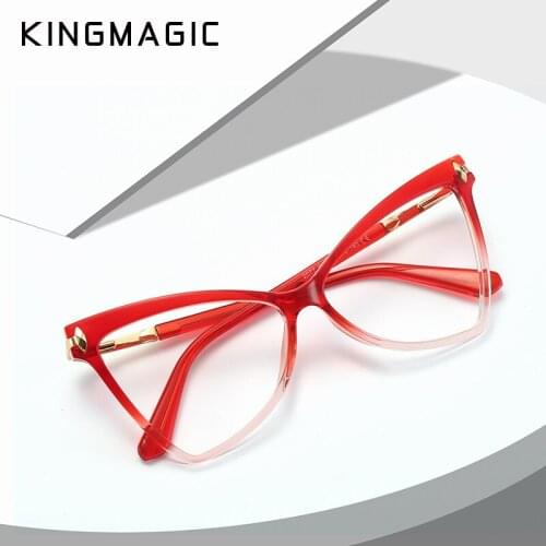 KINGMAGIC Cat Eye Anti Blue Light Blocking Glasses Optical Glasses Women Men Computer Glasses Reading Prescription Spectacle