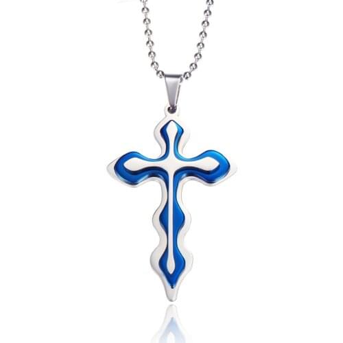 Cross Necklace Fashion Item Blue and White Color Cross Shape Pendant Couples with The Same Style Give Boyfriend Birthday Gifts