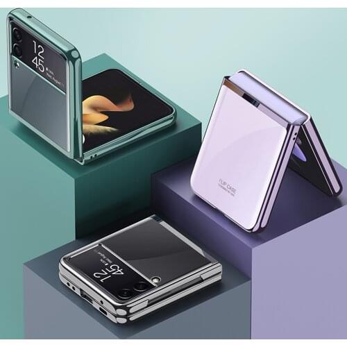 GKK Crystal Clear Transparent Case For Samsung Galaxy Z Flip 3 Flip3 Hard PC Plastic Cover
