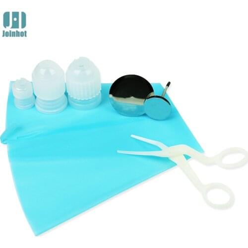 Drop shipping 7pcs pastry tools Silicone Reusable Icing Piping and coupler and Decorating Nail DIY Fondant Cake Decoratin