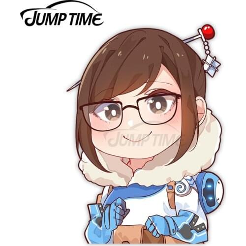 Jump Time 13 x 8.9cm Vinyl Car Stickers Cute Girl Mei Cartoon Avatar Car Decals Wiper Trunk Peeker Car Decor Occlusion Scratch