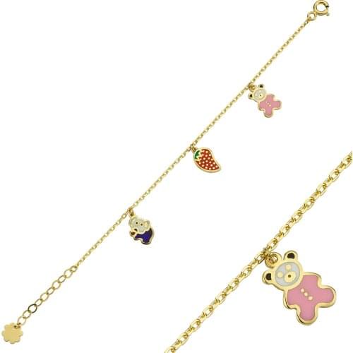 14K (585) Gold Enamel Unisex Child Bracelet