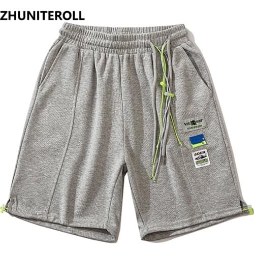 2021 Fashion Streetwear Solid Shorts Men Kanji Ribbon Elastic Shorts Hip Hop Harajuku Jogger Shorts Summer Track Short Sweatpant