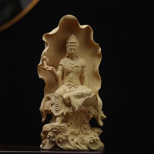 18cm Boxwood Feng Shui Figure Statue Buddha Home Décor Feng Shui Myth Office Decoration Wood Statue Wood Statue