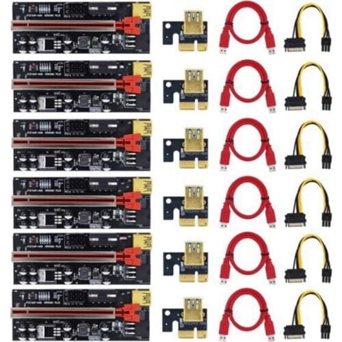 HOT-VER009C PLUS USB3.0 PCI-E Riser Express 1X to 16X Extender Riser Adapter Card SATA 15Pin to 6Pin Power