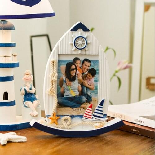 Vintage 5inch Wooden Family Photo Frame Mediterranean Style Rudder Picture Frame Art Home Decor