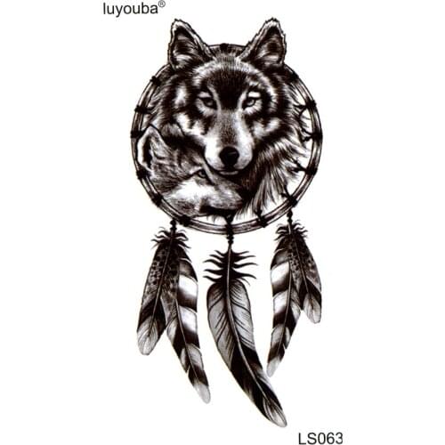 50pcs Black Wolf Waterproof Temporary Tattoos Men harajuku Beauty animal tatoo kids Halloween Feather Henna Tattoo stickers
