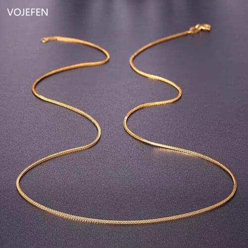 VOJEFEN Womens AU750 18k Pure Gold Necklace Chain Jewelry Yellow Gold Snake Chain for Women Choker Necklace Jewelry Gift