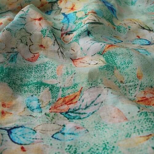 High end pure ramie fabric digital printing tissus Advanced custom cheongsam dress robe shirt patchwork