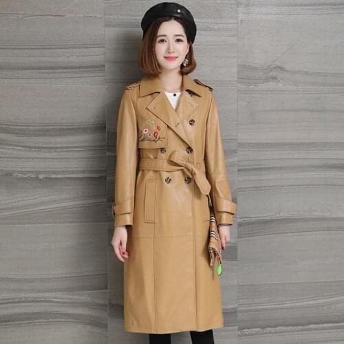 Genuine Leather Jacket Women Sheepskin Real Leather Jacket Women Clothes 2020 Embroidery Windbreaker HQ18-DLF5809A YY1012