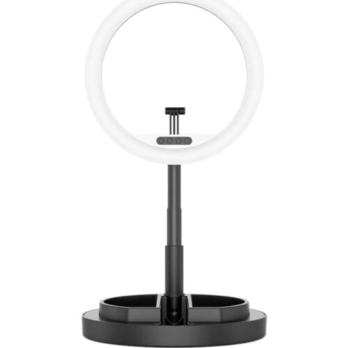 10 Inch Foldable Ring Light LED Filling Ligh with 360 Degree Rotatable Mobile Phone Holder