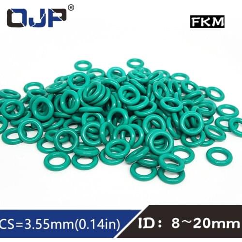 10PC/Lot Green FKM Rubber O-rings Seal CS3.55mm ID8/9/10/11/12/13/14/15/16/17/18/19/20mm O Ring Seal Gasket Rings Sealing Washer