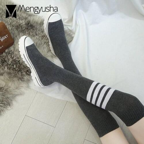 2020 winter platform sock boots women designer stripe knitting thigh high booties female elastic fabric over the knee botines
