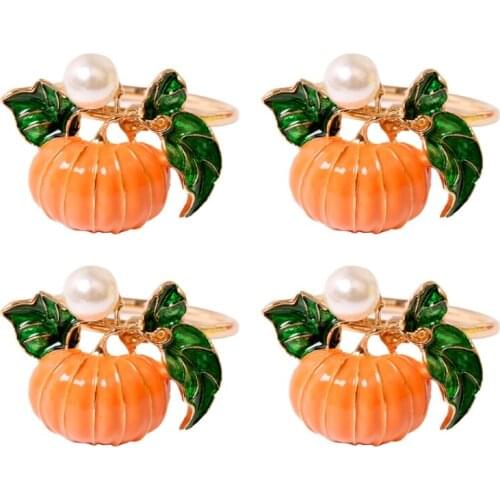 4/6pcs Thanksgiving Napkin Rings Pumpkin Napkin Holders Fall Napkin Buckle for Halloween Holidays Weddings Party