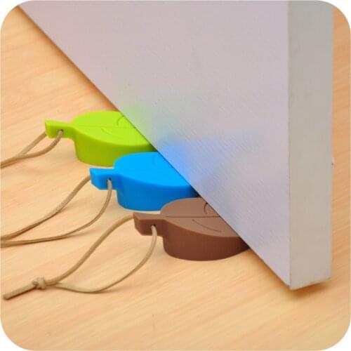 4 Colors Cute Cartoon Leaf Style Silicon Doorstop Baby Safety Doorstop Anti-Folder Hand Security Door Card Home Decor