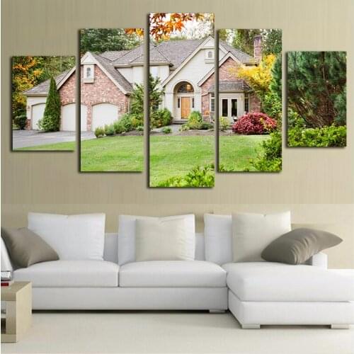 5Piece Painting Calligraphy Wall Canvas Art Picture Printed Painting Ancient Alley Bike Poster Quadros Home Decor No Framed