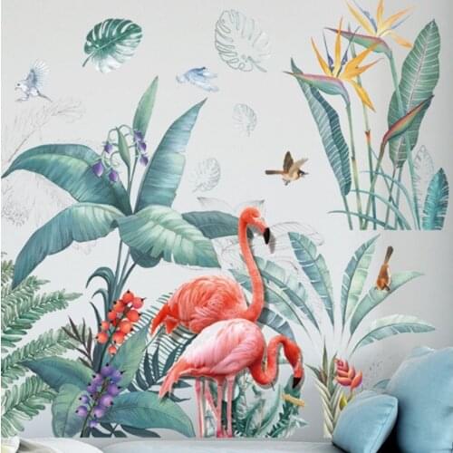Large Flamingo Grass Wall Stickers, For Living Room Bedroom, Removable Wall Tape, Artistic Home Decoration, DIY DIY