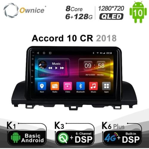 Carplay 6G+128G Android 10.0 Car Radio Multimedia Player For Honda Accord 10 CR 2018 2019 GPS Navigation 4G LTE 1280*720 Stereo
