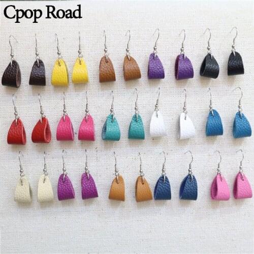 Cpop New Fold Real Leather Earrings for Women Simple Elegant Fashion Earrings Jewelry Accessories Gift Wholesale Drop Shipping