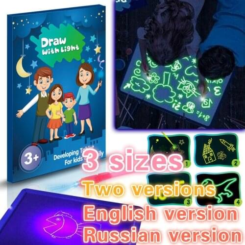 Led Luminous Drawing Board Graffiti Doodle Drawing Tablet Magic Draw With Light-fun Fluorescent Pen Painting Supplies Art Sets